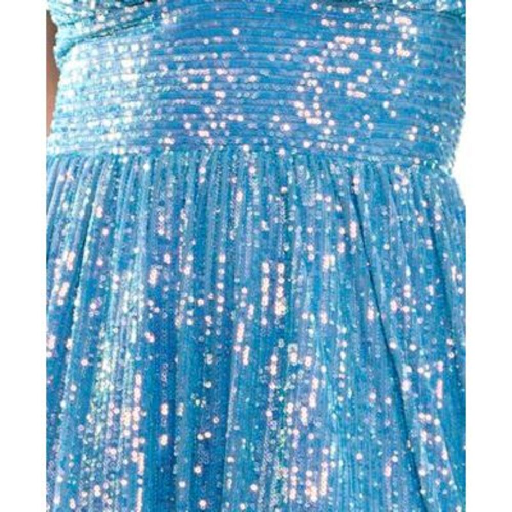 NWT B DARLIN Womens Light Blue Lined Up Back Padded Tie Short Dress 9\10 - Picture 4 of 5